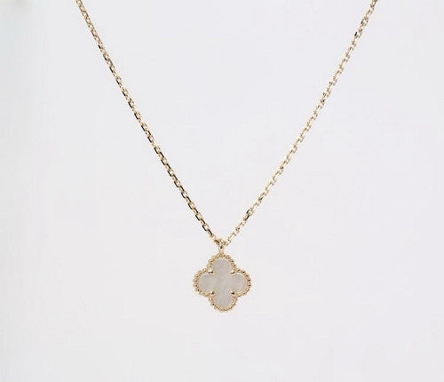 white 2 sided clover necklace