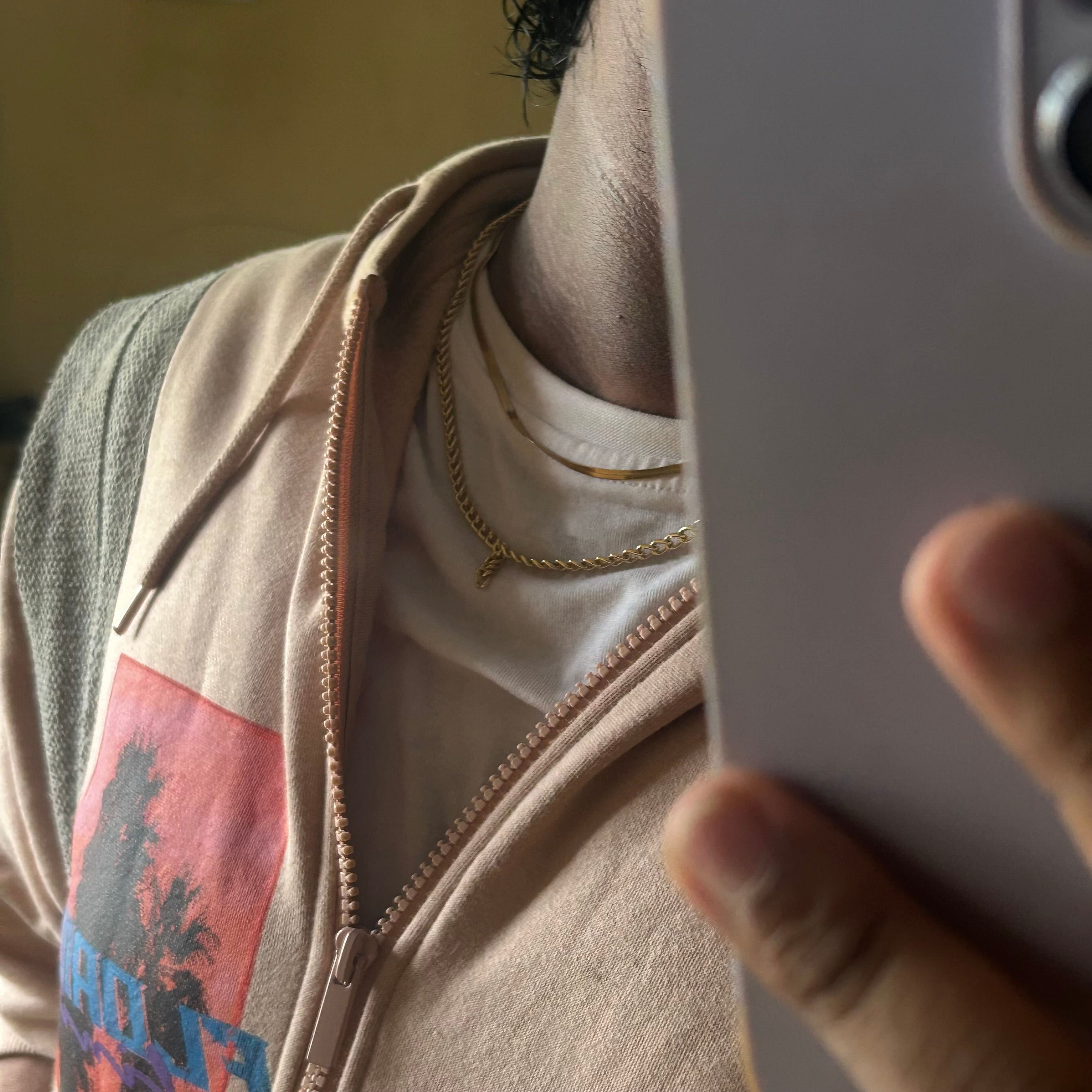 curb chain with snake chain necklace combo