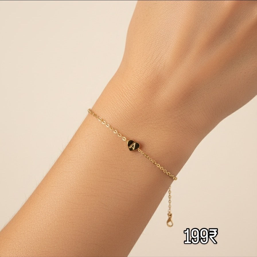 Heart letter engraving bracelet