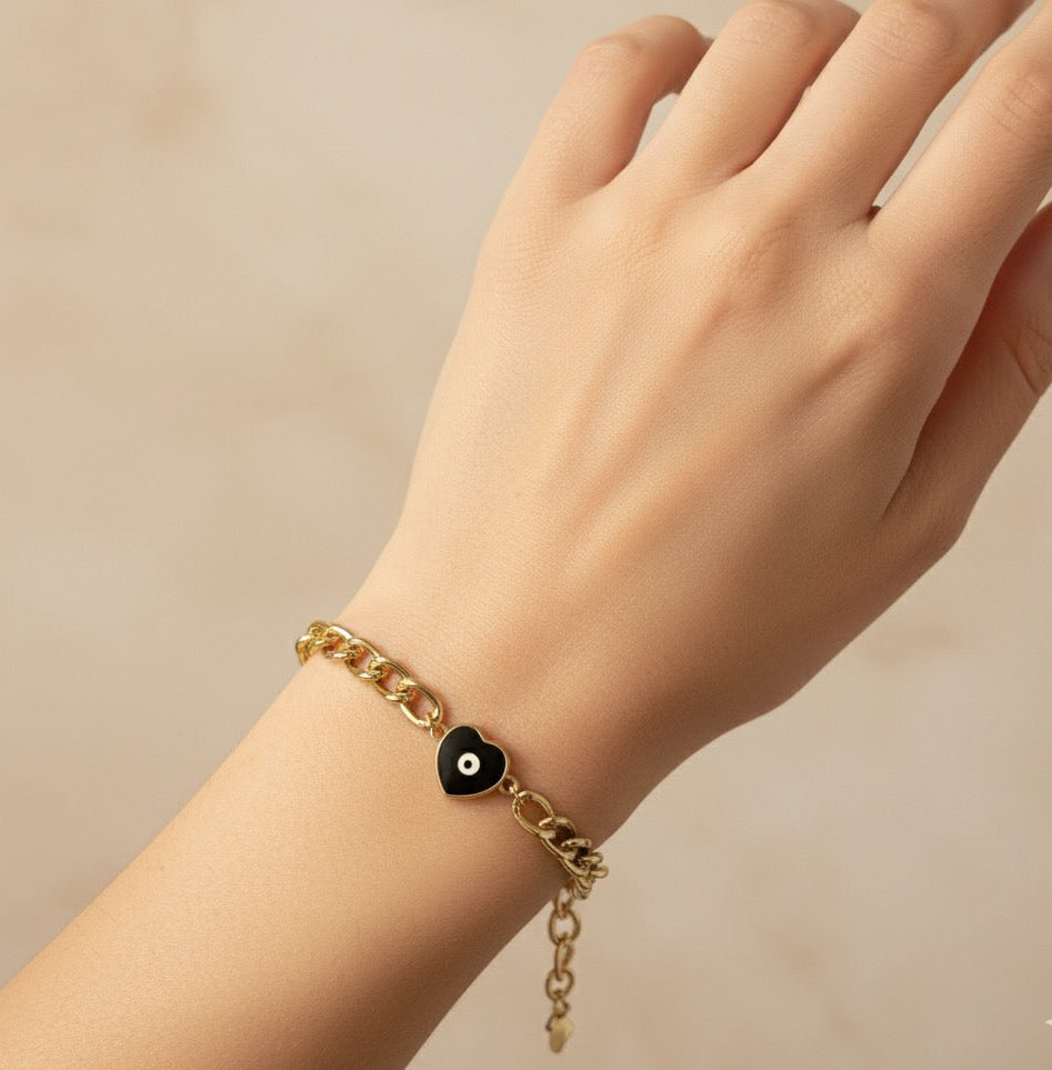 Evil eye heart bracelet